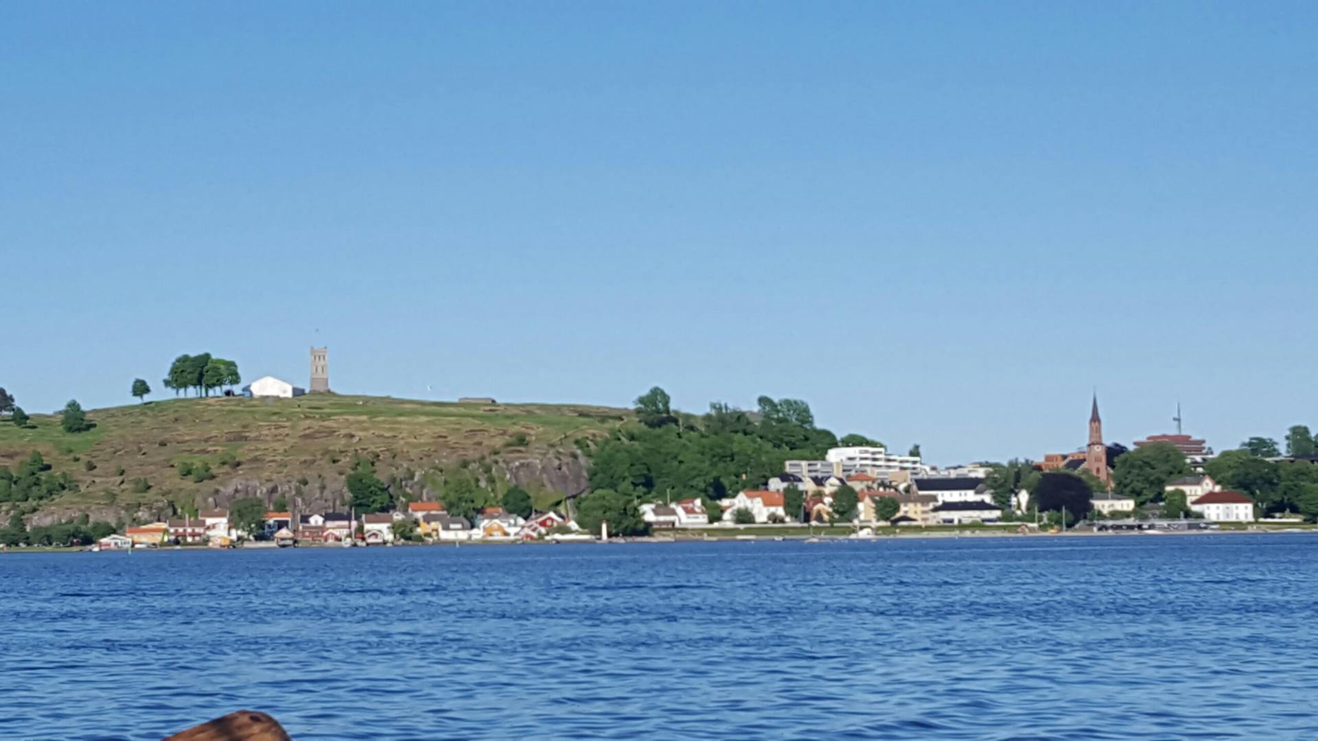 Tønsberg, the old tower from the castle on top of the mountain can be spotted from far away