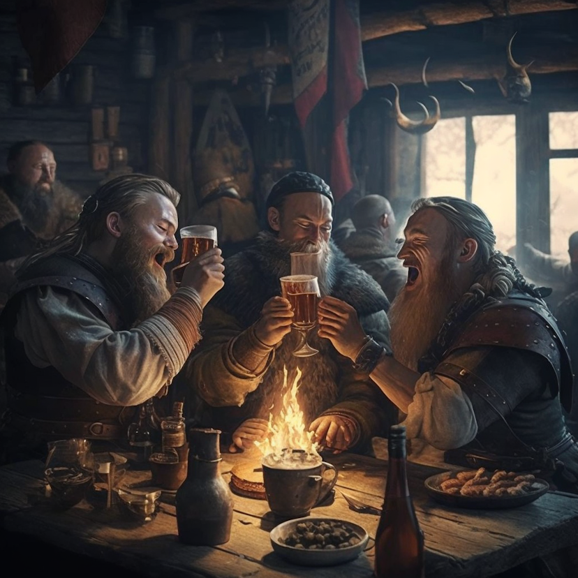 Image of vikings drinking beer